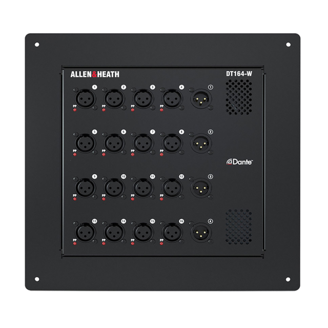 A&H DT164-W wall-mount/floor Dante I/O  expander; 16 mic/lin 