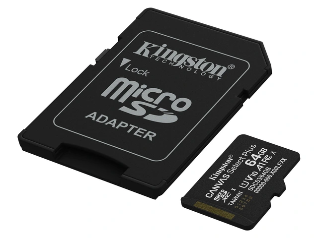 Kingston microSDXC Canvas Select Plus 64GB Med Adapter, Opp til 150 MB/s read 