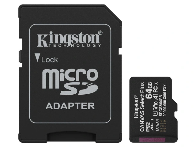 Kingston microSDXC Canvas Select Plus 64GB Med Adapter, Opp til 150 MB/s read 