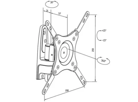 Multibrackets M VESA Flexarm 360 I Sølv, size: 15" til 32"  Max 15 kg 