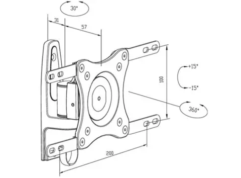 Multibrackets M VESA Flexarm 360 I Sølv, size: 15" til 32"  Max 15 kg 