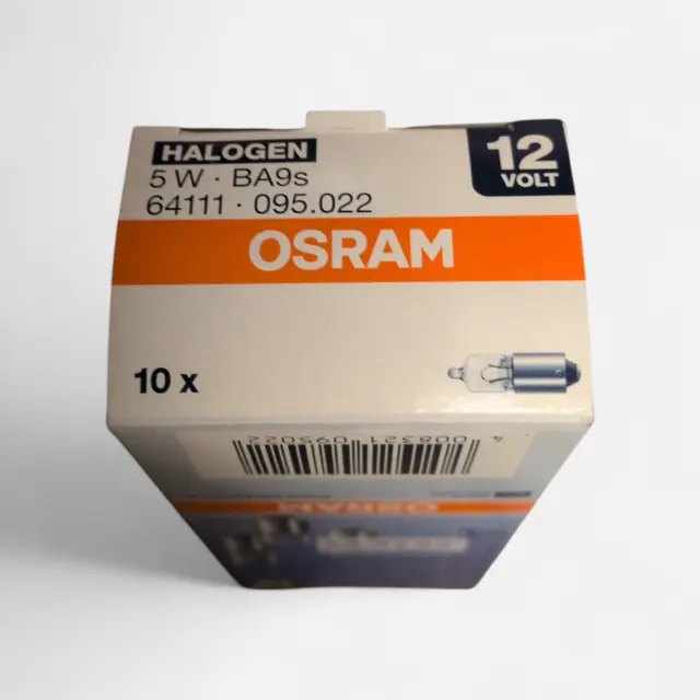OSRAM 5W 64111, 12V BA9s 10 stk i esken 