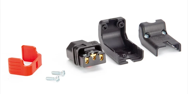 IEC-LOCK IEC MAINS CONNECTOR C13 type female- cable- vertical up/down-rewireab 