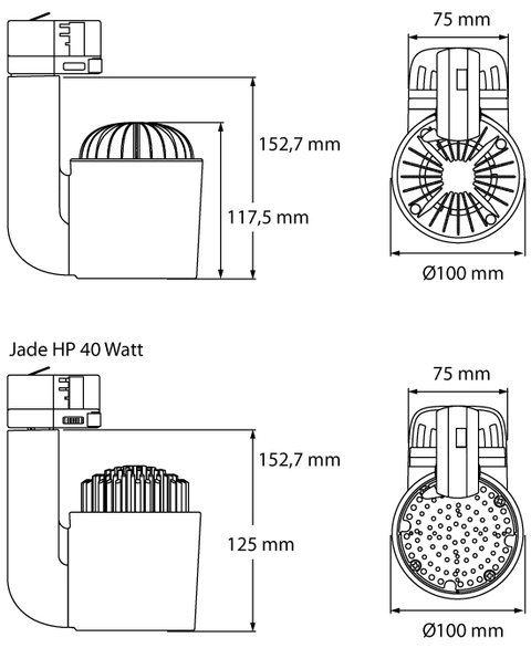 CLS Jade S White 2700K DALI 25-30W Skinnemontering CRI90 63°-69° 