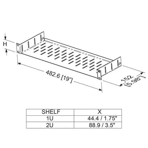 Penn 2U Clamping Rack Shelf - 152mm Deep 