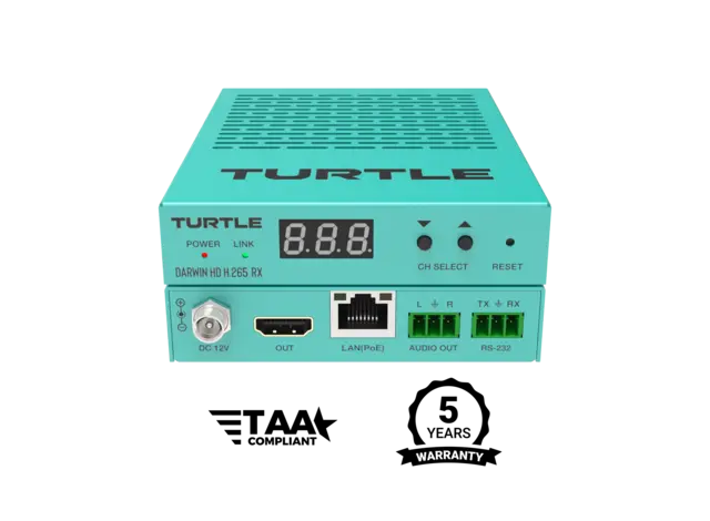 Turtle AV DARWIN HD H.265 Rx HDMI 1080p60 4:4:4 AVoIP Receiver 