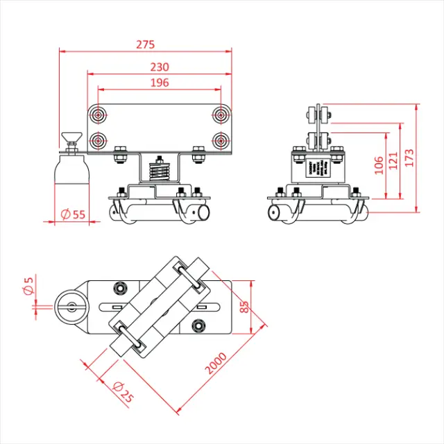 Doughty T84526 Sixtrack Swivel Arm With 25 X 2.0M Tube - Braked 