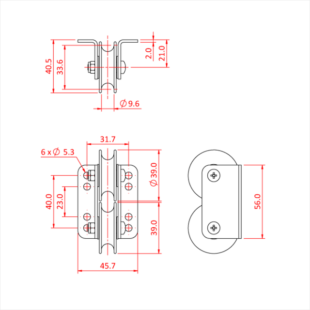 Doughty T63778 Sixtrack Double Guide Pulley 