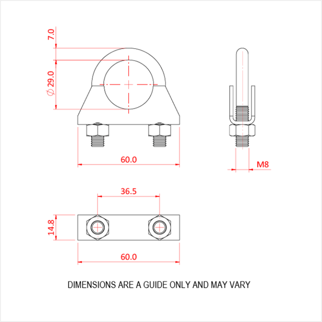Doughty T63749 Sixtrack Top Rail Clamp (29mm U-Bolt) 