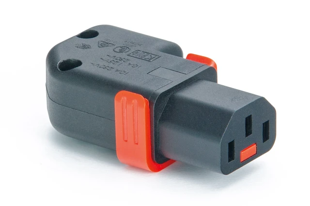 IEC-LOCK IEC MAINS CONNECTOR C13 type female, cable, locking, horizontal 