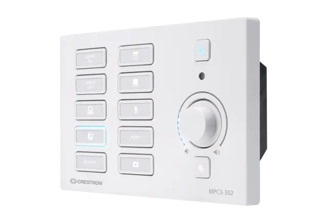 Crestron MPC3-302-W Prosessor 3-serie Bryterpanel Innfelt vegg, PoE, Hvit 