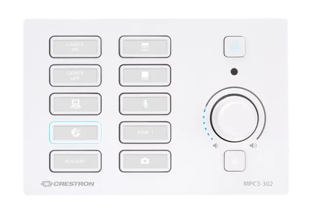 Crestron MPC3-302-W Prosessor 3-serie Bryterpanel Innfelt vegg, PoE, Hvit 