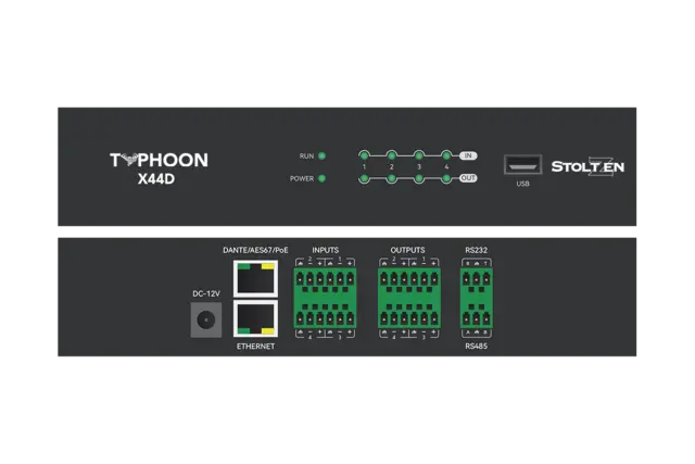 Stoltzen Typhoon X44D DSP Dante Dante 4x4 | Analog 4x4 | USB | 10x10 
