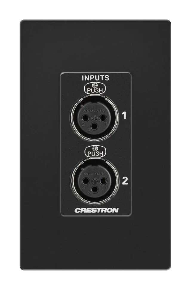 Crestron DM-NAX-2XLRI-1G Audio-over-IP Wall Plate with XLR, Black, 1-Gang 