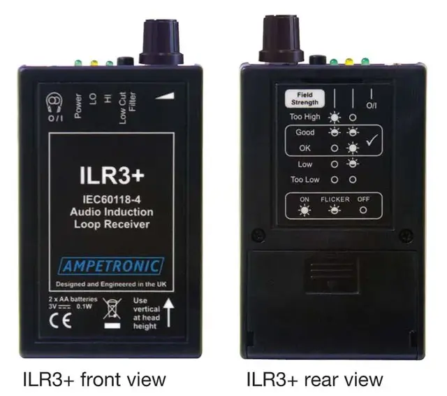 Ampetronic ILR3plus Tester/mottager Teleslynge m/hodetelefon LED indikator. 