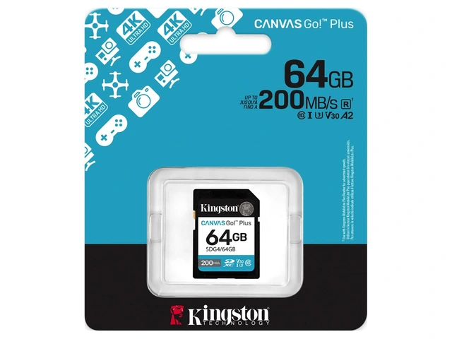 Kingston Canvas Go! Plus SDXC 64GB Class 10, UHS-I, U3, V30, 200MB/s Read 
