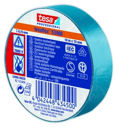 Tesa 53988 15mm x 10M Blå PVC isolasjonstape