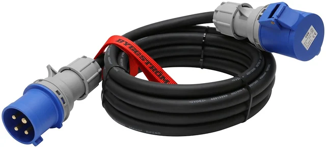 Skjøtekabel 3-fas 230V 32A 5 Meter CEE NMHVO 4G6MM2, IP44 