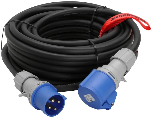 Skjøtekabel 3-fas 230V 32A 25 Meter CEE NMHVO 4G6mm2, IP44 