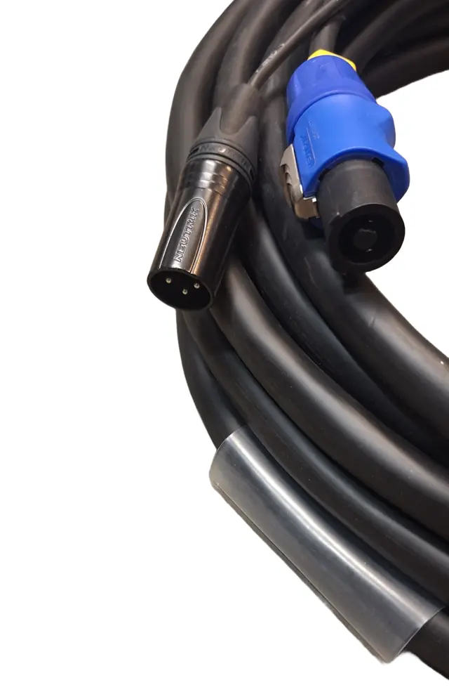 LMT-CAB Hybridkabel SchukoPowerCon/XLR3P 5m m/stropp, lengdemerk & krymp 