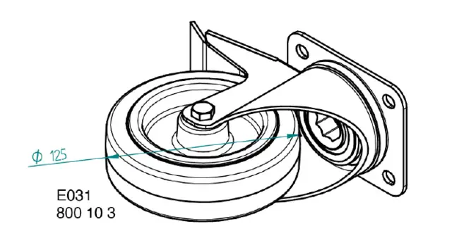 Nivtec. spare wheel, ø 12.5cm for transport trolley, blue 