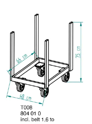 Nivtec trolley for legs, small 64 x 48cm, incl. belt 1,6 t 