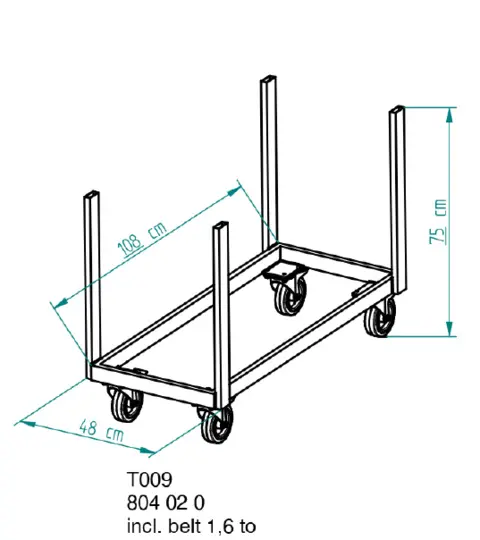 Nivtec trolley for braces large, 108 x 48cm, incl. belt 1 
