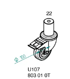 Nivtec swivel wheel Ø10 cm with brake for h: 22 cm, pr stk 