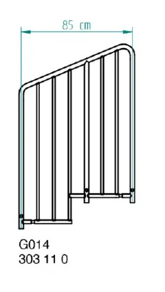 Nivtec safety rail vert. bars, for gallery, h:110cm, w:85cm (#211) 