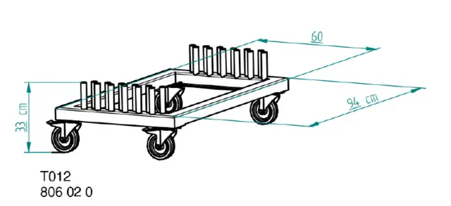 Nivtec rail trolley, small for 14 small rails, 94 x 60cm 