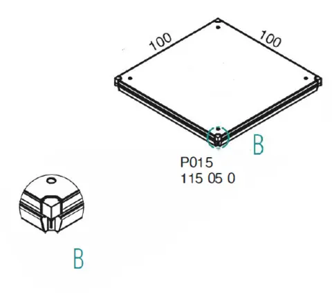 Nivtec platform, 100 x 100cm 4 recessed corners 