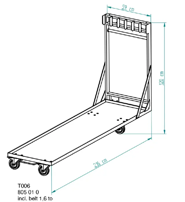 Nivtec platform trolley, large for 6 platforms, 216 x 59cm 