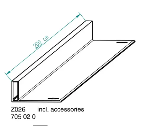 Nivtec alu chair blocking device blank, length: 200cm 