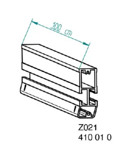 Nivtec alu adapter lath/reversal profile length: 100cm (#182) 