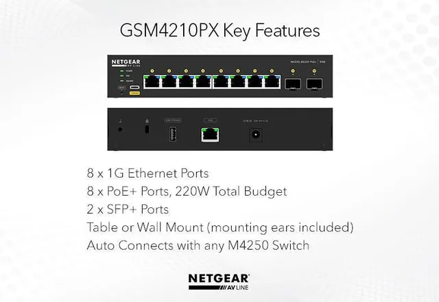 Netgear GSM4210PD AV Line M4250 10-Port | 8xPoE+ 110W | 1x1G | 1xSFP 