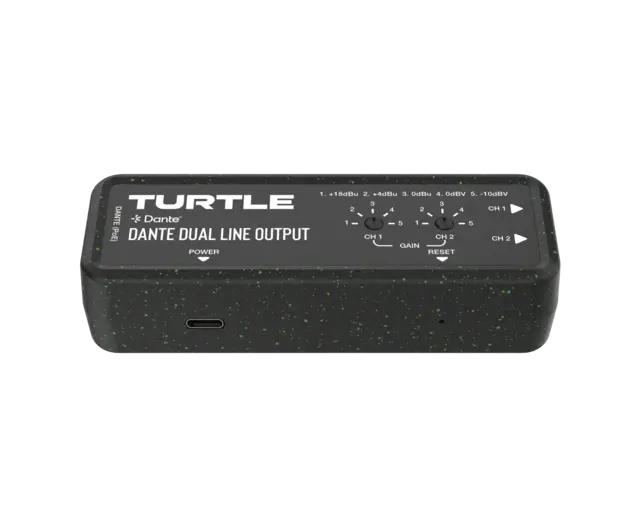 Turtle AV Dante Dual Channel Analog Line Output Adapter w/Gain Controls 