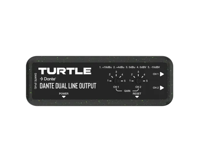 Turtle AV Dante Dual Channel Analog Line Output Adapter w/Gain Controls 