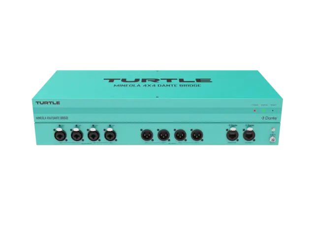 Turtle AV Mineola 4x4 Dante Audio Bridge 4x XLR inputs with 48V Phantom Power 