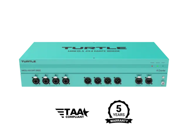 Turtle AV Mineola 4x4 Dante Audio Bridge 4x XLR inputs with 48V Phantom Power 