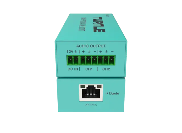 Turtle AV Dante Pro 2Ch Analog Line Output Adapter w/Gain Controls 