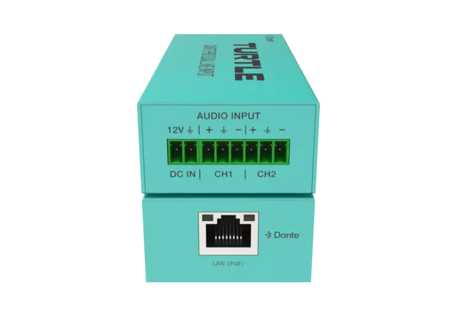 Turtle AV Dante Pro 2Ch Analog Line Input Adapter w/Gain Controls 