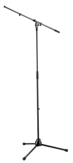 K&amp;M 210/4B Microphone Stand sort Høyt stativ, teleskop galge  Korte bein
