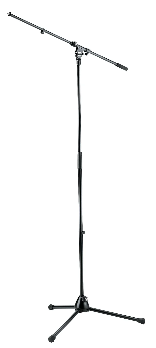 K&M 210/4B Microphone Stand sort Høyt stativ, teleskop galge  Korte bein 