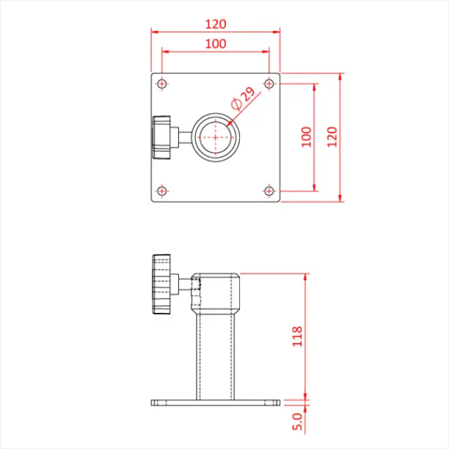 Doughty G1129 Junior Wall Plate 29mm receiver 