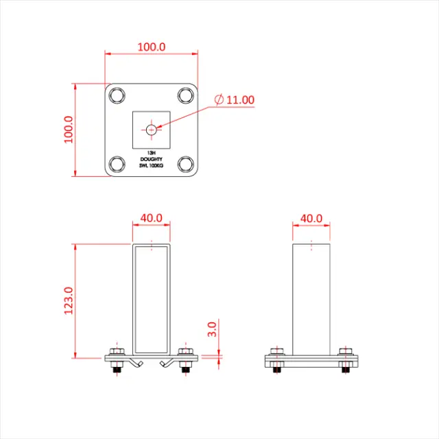 Doughty T84170 Studio Rail Adjustable Stud Hanger M10 