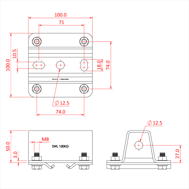 Doughty T84116 Studio Rail Single Rail Suspension Bracket With Wall Fixing Op 