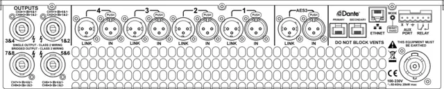 Linea 48 M10 8x 1,250W at 2,4 or 8 Ohm DSP 8x Analogue, 2x AES3 DANTE Touring 
