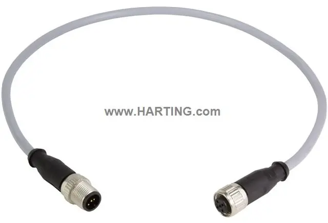 Harting M12-A 5P Cable 3m M12 Cable Assembly A-cod st/st m/f 3,0m 