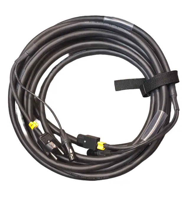 LMT-CAB Hybridkabel SchukoEuro/XLR3P 10 meter m/stropp,lengdemerk & krymp 