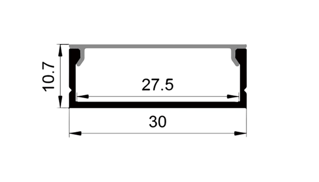 Protech Alu-profile for 24mm tape (dual) 2m, 30x10 